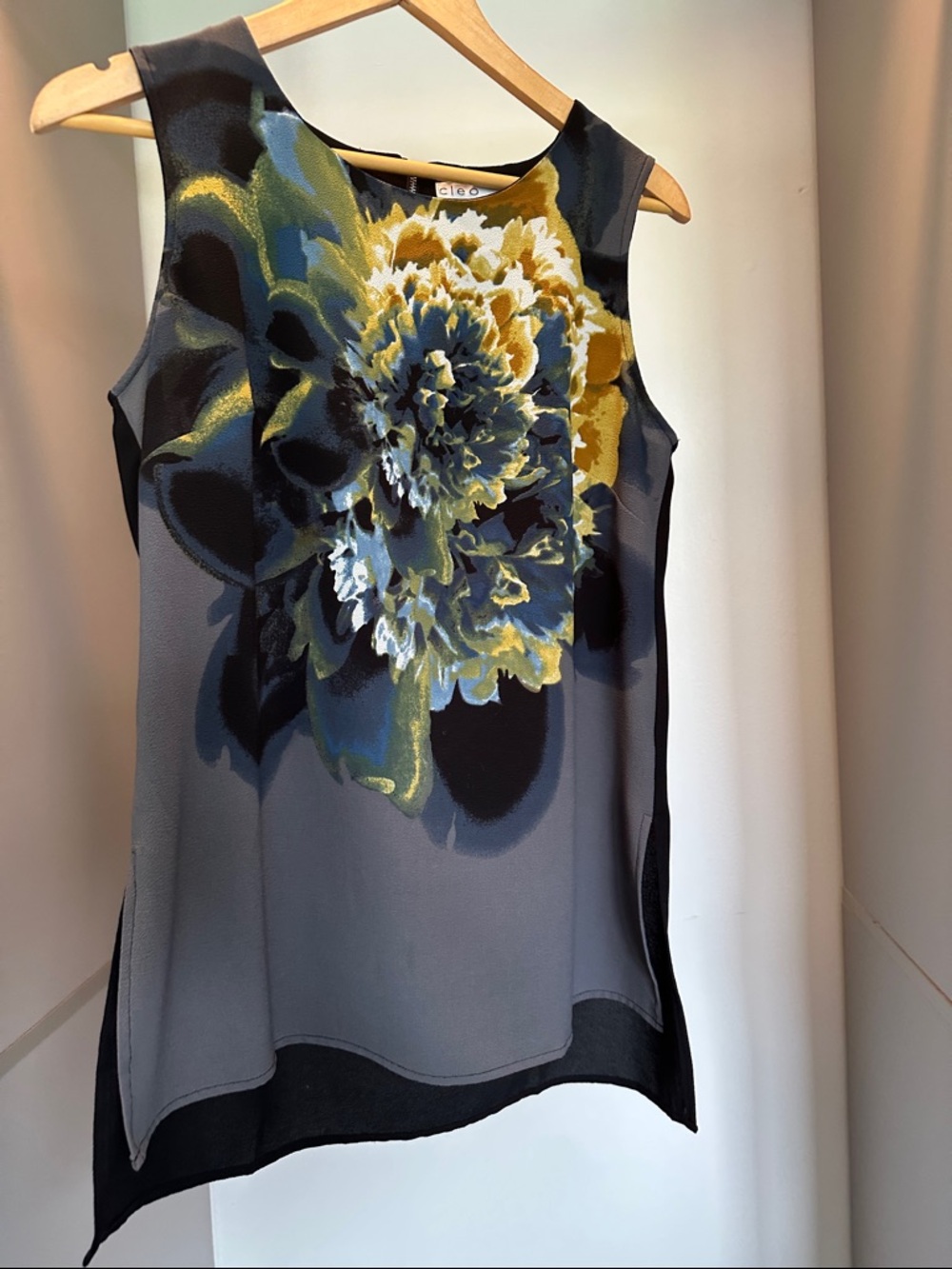 Cleo Black and Gray and yellow Floral Sleeveless flowy Cami tank top